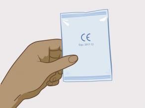 Убедитесь, что дата истечения срока годности еще не прошла. Используйте только те презервативы, на этикетке которых проставлен знак качества CE. 