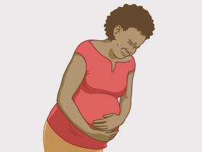 Objaw wczesnego poronienia: skurcze lub ból brzucha.