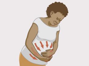 Woman having contractions.