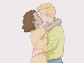 Любовна игра, пример 3: мъж и жена се целуват.