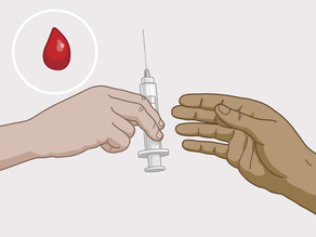 HIV can be transmitted through blood, for example, by sharing used injection material.